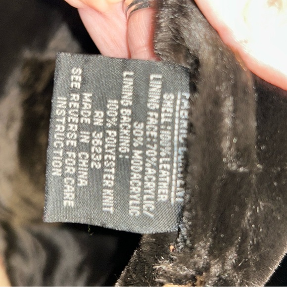 Vintage Gallery Genuine Leather Suede Button Front Coat w/Faux Fur Trim Womens L - Picture 7 of 8